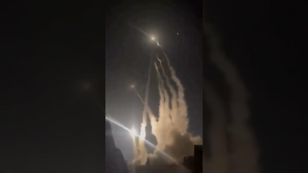 Patriot missile in action, intercept Iranian ballastic missile over the us airbase Qatar