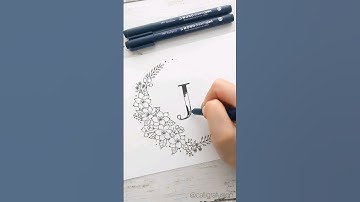 Flower wreath drawing with Letter J. Jasmine #shorts #lettering #flowerdrawing #botanicaldrawing