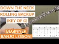 Down The Neck Rolling Backup (Key Of G) | Beginner Bluegrass Banjo Lesson With Tab