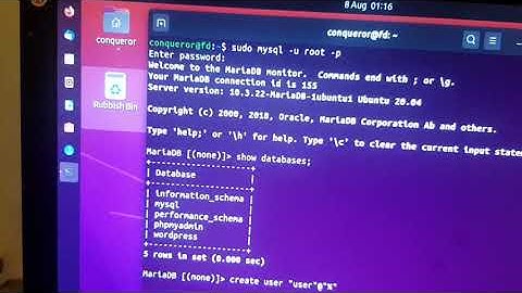 Create account and privileges on mysql server