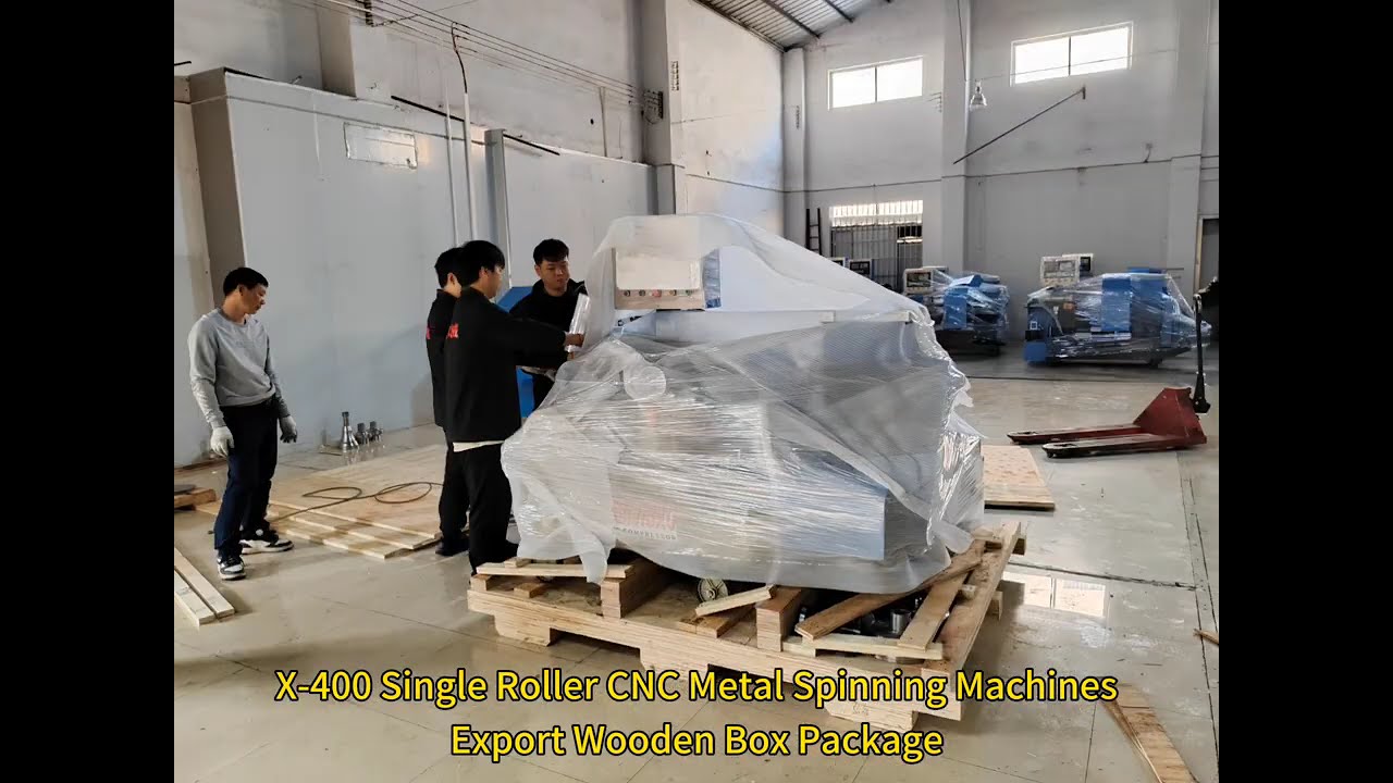 X 400 single roller cnc metal spinning machines export wooden box package