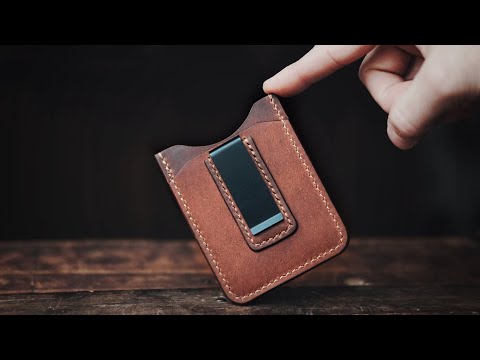 Making a handmade MONEY CLIP leather wallet - ASMR Edition