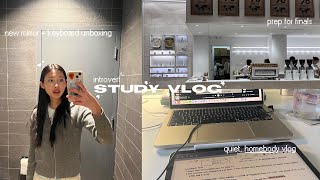 INTROVERT STUDY VLOG 🌿•₊💻⋆✧ prep for finals, quiet days in my life, unboxing new mirror & keyboard