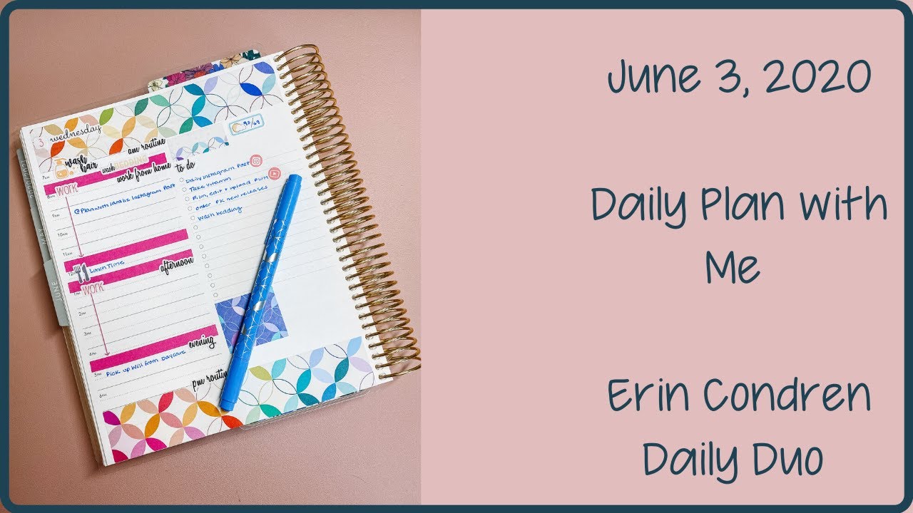 DAILY PLAN WITH ME | ERIN CONDREN DAILY DUO | JUNE 3, 2020 - YouTube