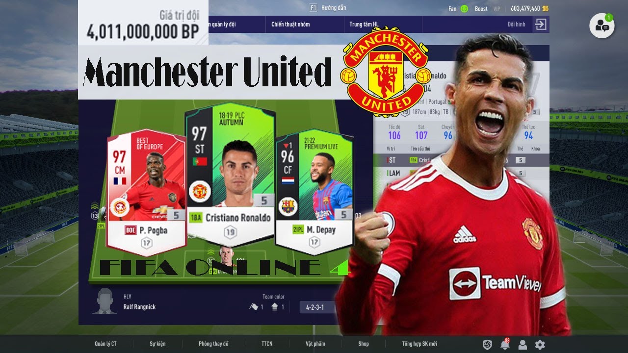 Fifa Online 4 |Trải Nghiệm đội hình Manchester United với C.Ronaldo | Phi Barca #fifaonline4 #funny