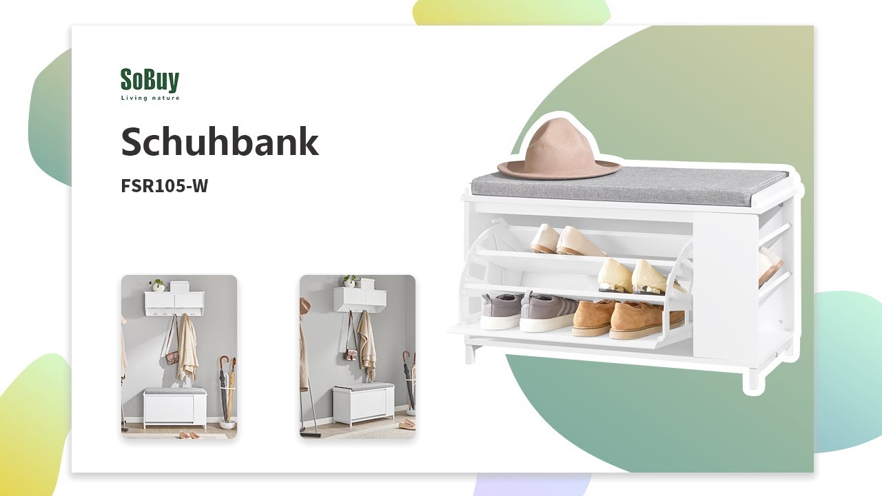 SoBuy Schuhbank | Schuhkipper | Schuhschrank weiß | Schuhbank | Schuhbank schmal | FSR105-W