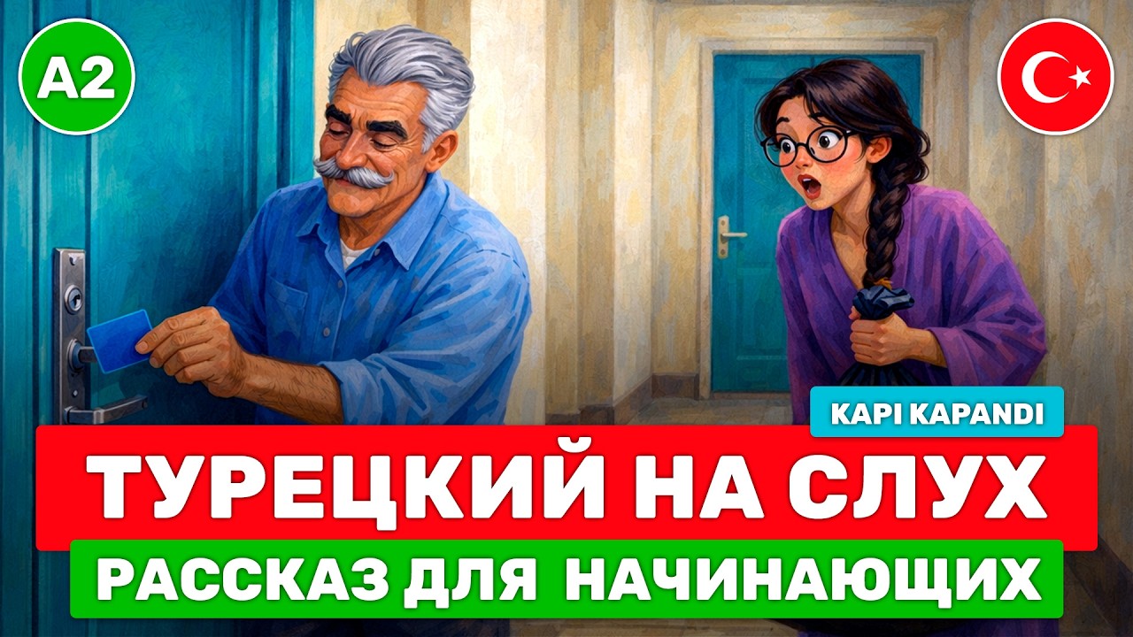 Изучай турецкий через короткие рассказы // Аудио+Перевод+Субтитры+Словарь // 🚪 Kapı Kapandı (A2)