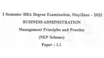 Management Principles and Practice 2022 Question Paper