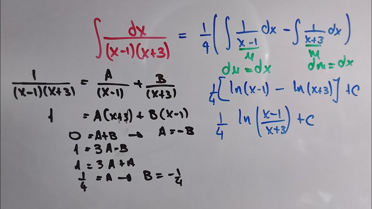 Integral de 1/(x-1)(x+3) por fracciones parciales