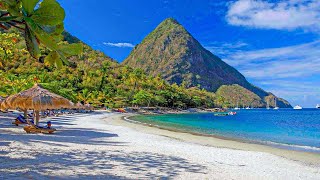 Best Beaches 📍ST. LUCIA 🎵 Deep House Drone 4K Footage