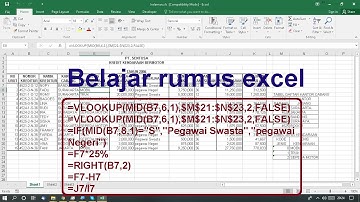 Contoh soal rumus excel gabungan If Vlookup left mid right perkalian pembagian