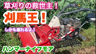 草刈りの王！刈馬王！ハンマーナイフモアで畦畔沿いの草刈りです