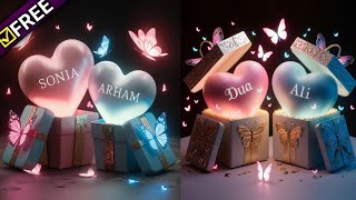How To Make Couple Name Ai Dp Photo Neon Effect Heart Gift Box Magic | New Couple Photo Art #couple screenshot 5