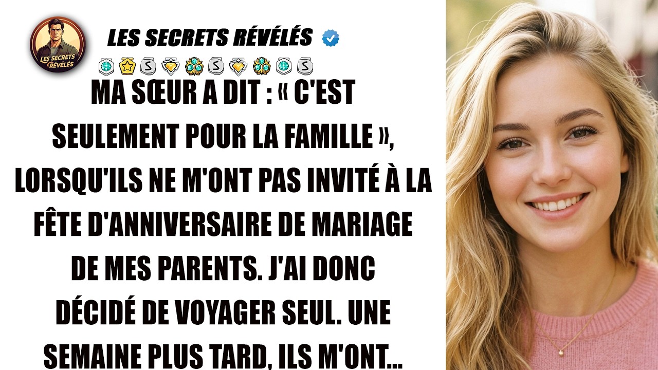 Ma sœur m’a dit « C’est réservé à la famille » au téléphone, comme si je n’en faisais pas partie. J’ai financé cette fête pour leurs trente ans de mariage : quinze mille euros pour le toit, dix...