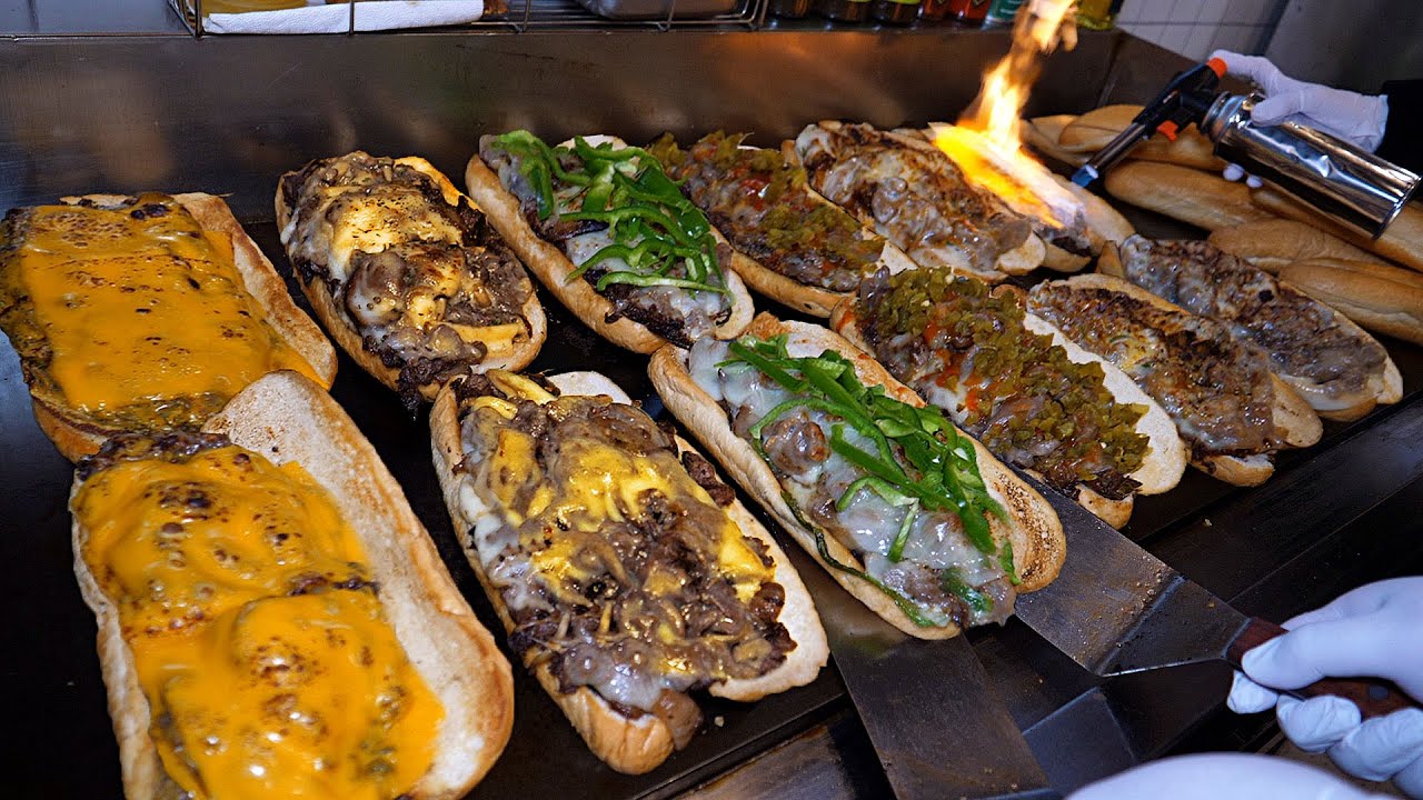 Вот это настоящий американский вкус! Филадельфийский сэндвич с чизстейком / Корейская уличная еда