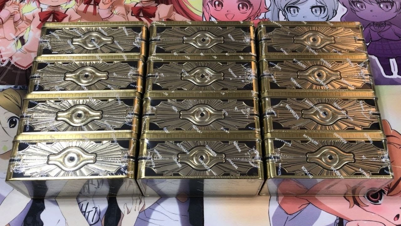 Открываю мегажестяной кейс с золотым саркофагом Yugioh 2019 — всего двенадцать жестяных банок!