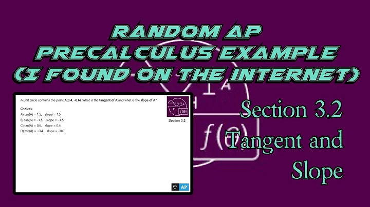 AP Precalculus Section 3.2 Example: Find Tangent and Slope on a Unit Circle