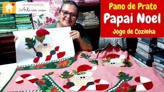 Pano de Prato do Papai Noel e o Jogo de Cozinha de Natal