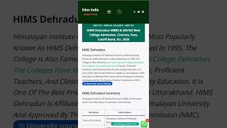 HIMS Dehradun MBBS &amp; MD/MS Best College Admission, Courses, Fees, Cutoff Bond, Etc.