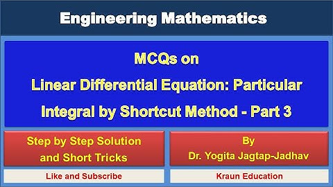 Multiple Choice Question MCQ Linear Differential Equation Particular Integral by Shortcut Method-III