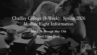 Celebrity CHAFFEY ONLINE-8-WEEK-MODULE EIGHT INFORMATION-SPRING 2026 Net Worth