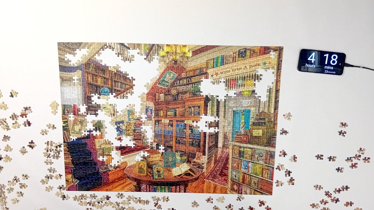 #44 Fantasy Bookshop Puzzle Time Lapse, Ravensburger 1000 piece. - YouTube