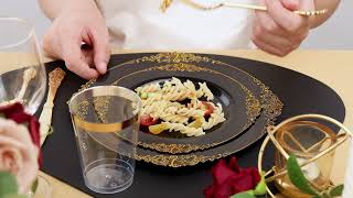 Stop Buying Flimsy Plates! 🛑 The BEST Black & Gold Party Plates for 50 Guests (Nervure Review)