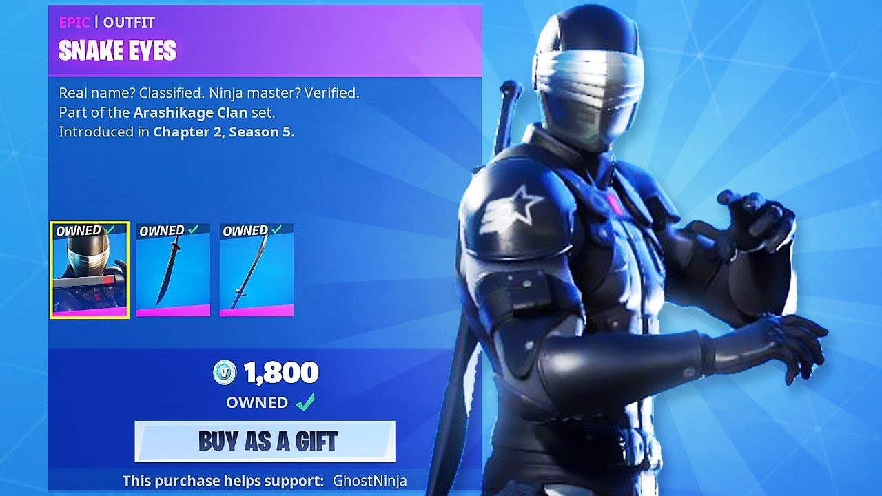 *NEW* SNAKE EYES SKIN in FORTNITE ITEM SHOP! YouTube