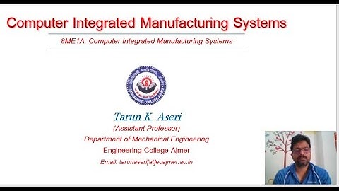 Computer Integrated Manufacturing: Intro Syllabus Outcomes