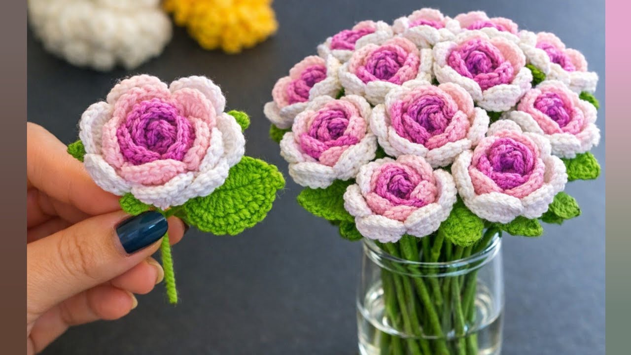 Easy Crochet Rose Flower Tutorial for Beginners | Step by Step ll