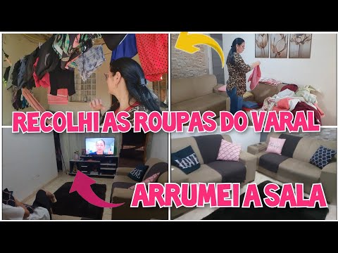 RECOLHI AS ROUPAS DO VARAL/DOBREI AS ROUPAS E ARRUMEI A SALA.MUITO VENTO POR AQUI.