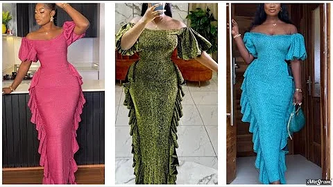 How To Make A Trending Off The  Shoulder Ruffled Gown/Dress/Cutti...  And Stitching