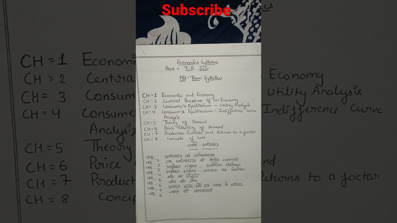 class 11 eco mid-term syllabus (2022-23) with chapter name (english/hindi) 