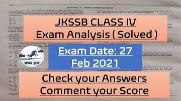 Jkssb Class IV Complete Solved Paper/ Exam Analysis/ 27 Feb 2021