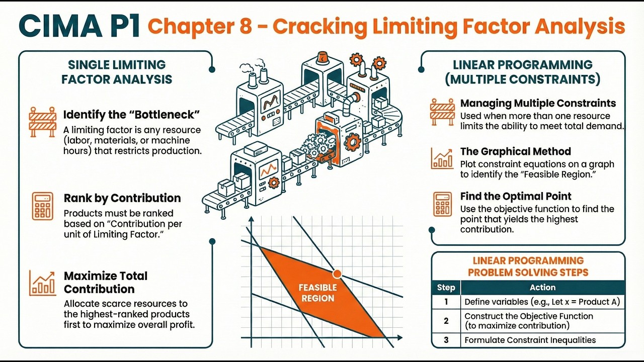 Limiting Factor Analysis | CIMA P1 C8 | [Summary] | #budgeting #ranking ...