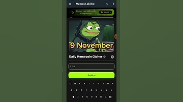 memecoin Cipher Code | Memecoins Lab Bot | 9 November | Memecoinlab Daily Cipher video code |