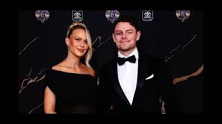 AFL WAG Jules Neale shows off her growing baby bump in a chic black gown as as she attends 2024 Brow