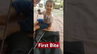 Baby’s First BBQ Bite! | Cutest Reaction Ever!! #BabysFirstBite #BBQForTheFirstTime #shorts