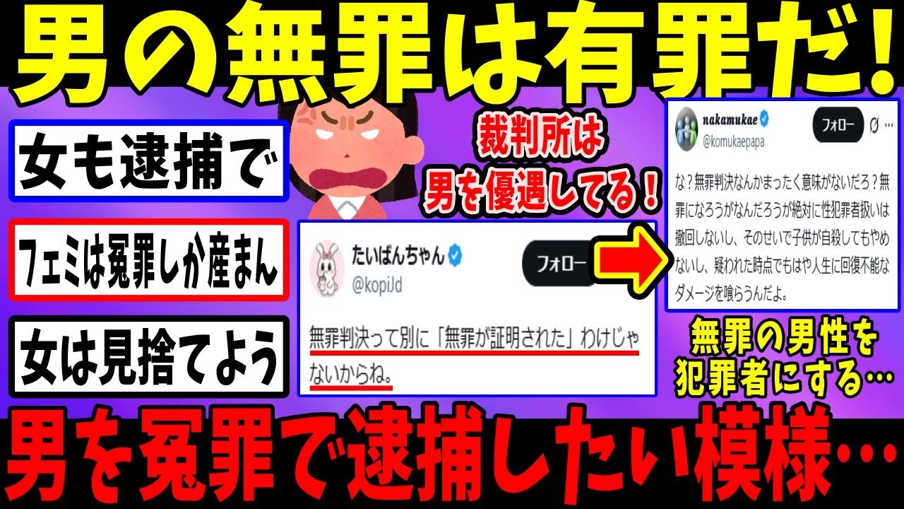 無罪を理解できないツイフェミさん、知能がヤバすぎて日本中ドン引きw