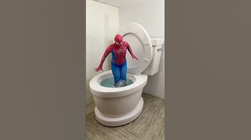 JUMPING HIGH SPIDERMAN in Worlds Largest Toilet Slow Motion with HUGE SPLASH #shorts