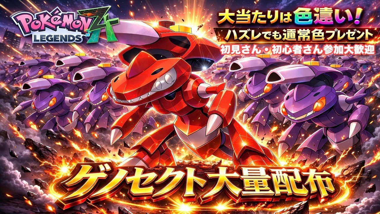ポケモンZA】 色違いゲノセクト配布 大量配布！！伝説無償配布！誰でも