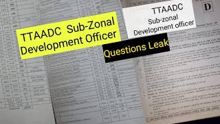 Question Leak | TTAADC subzonal development officer Question Leak