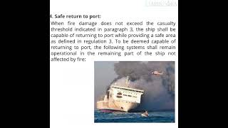 Casualty threshold, safe return to port and safe areas