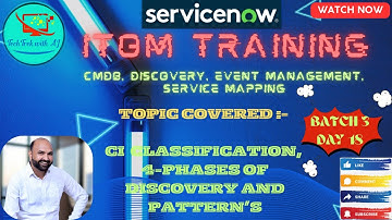 ITOM Training - CIS - Discovery and CMDB || Batch 3 ||Day 18 ||CI Classification,Phases of Discovery