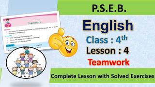 4th class English | Lesson 4 | Teamwork I  Question - Answer I PSEB