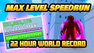 Blox Fruits Solo Level 1 to 2450 Max in 22 Hours World Record