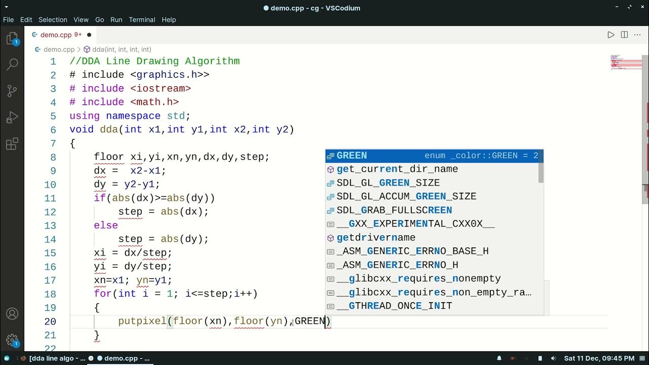 DDA Line Drawing Implementation in C++ - YouTube