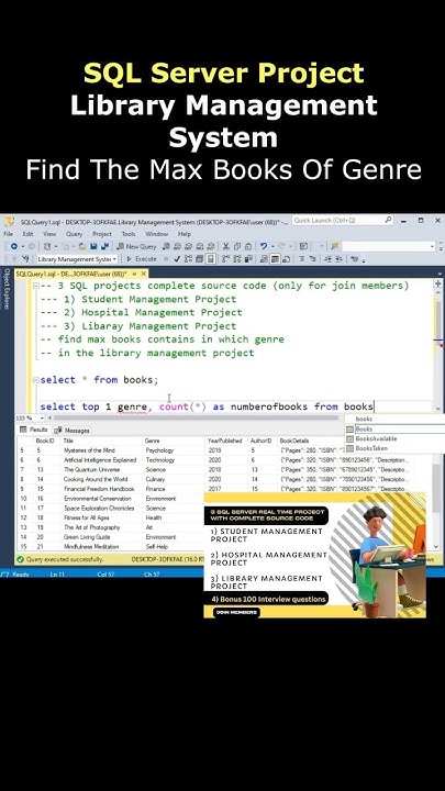 SQL Project Source Code Library Management System Real time practice ...