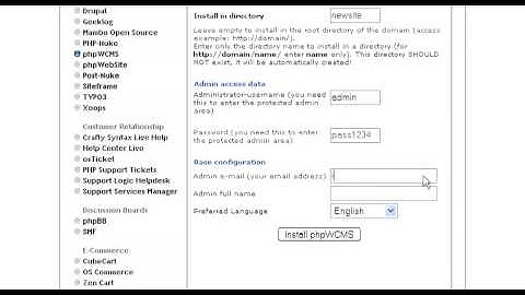 How to install phpWCMS from Fantastico