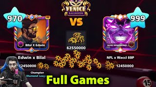 NFL x WACCI 8BP 999 VS ITz BILAL gaming 970 Level Challenge TRICKSHOT kiss shots 8 BALL POOL